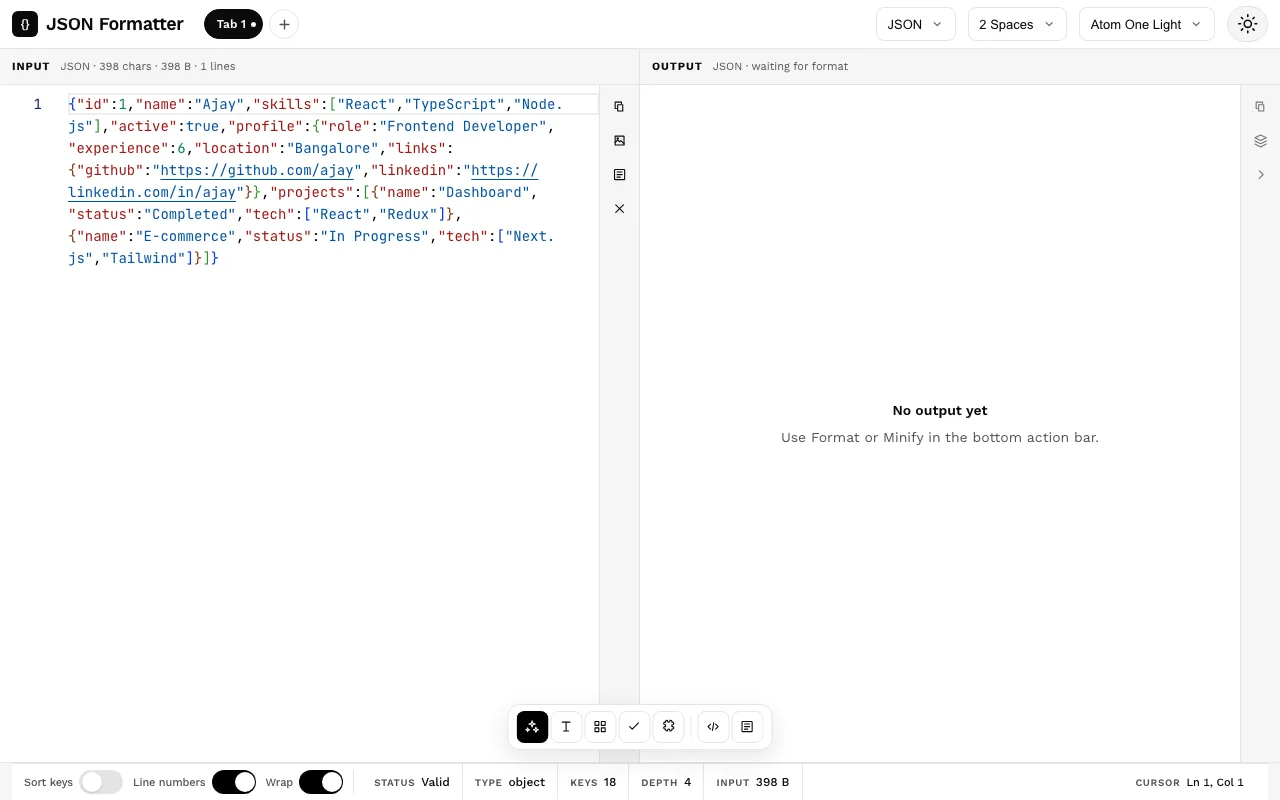 Screenshot of JSON Formatter